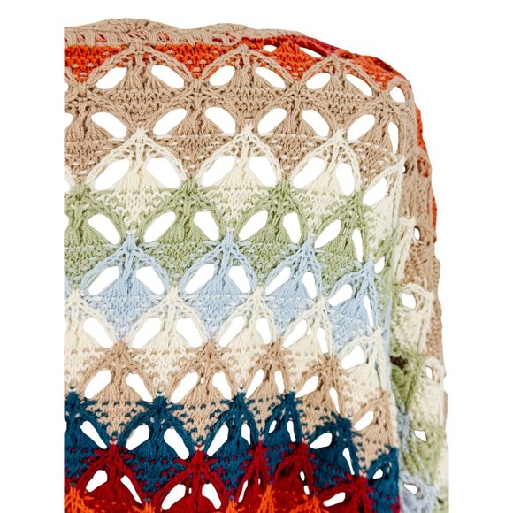 Free People Crochet Fringe Scalloped Hem Knit Poncho Top | Coastal Cowgirl Boho - Picture 9 of 16